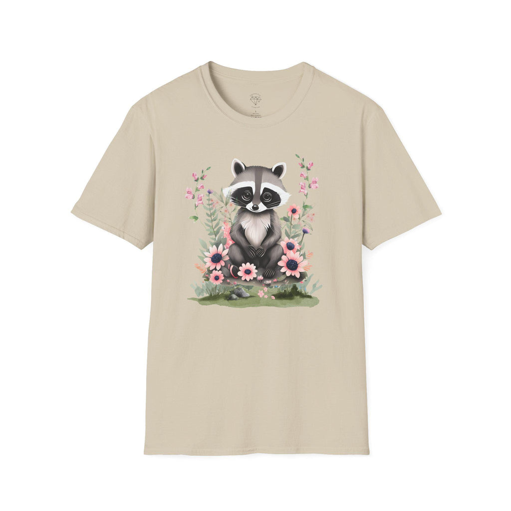 Floral Raccoon T-Shirt: Nature Lover Gift, Ring-Spun Cotton