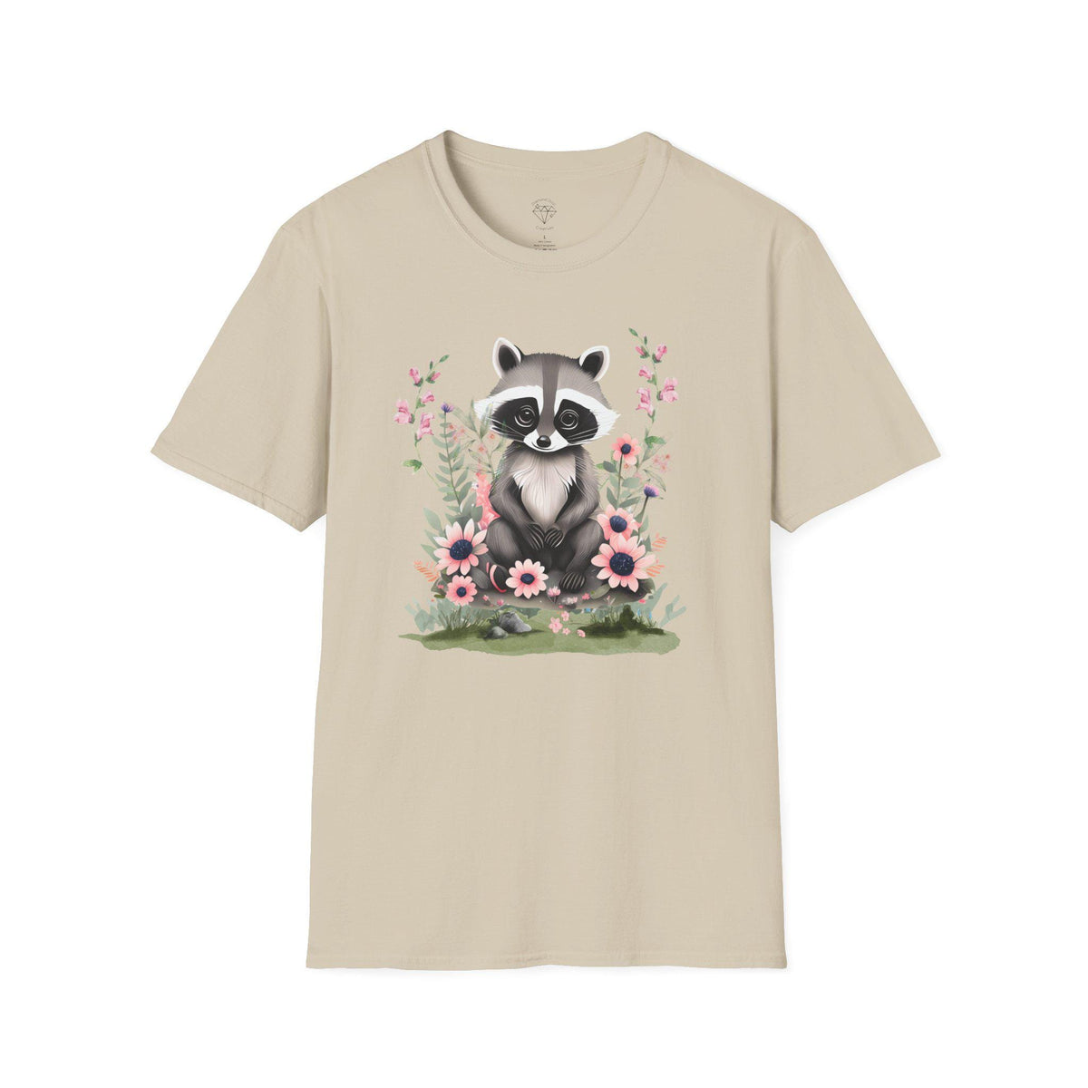 Floral Raccoon T-Shirt: Nature Lover Gift, Ring-Spun Cotton
