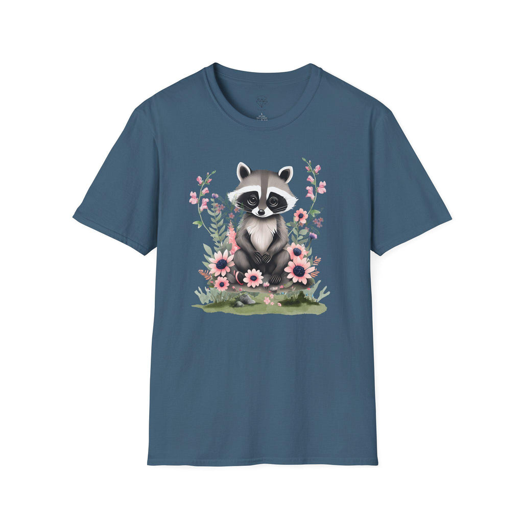 Floral Raccoon T-Shirt: Nature Lover Gift, Ring-Spun Cotton