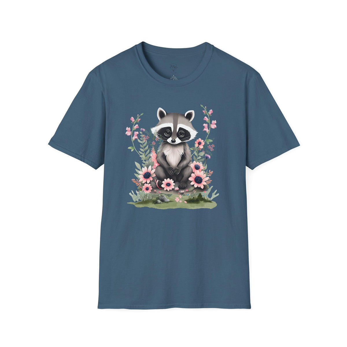 Floral Raccoon T-Shirt: Nature Lover Gift, Ring-Spun Cotton