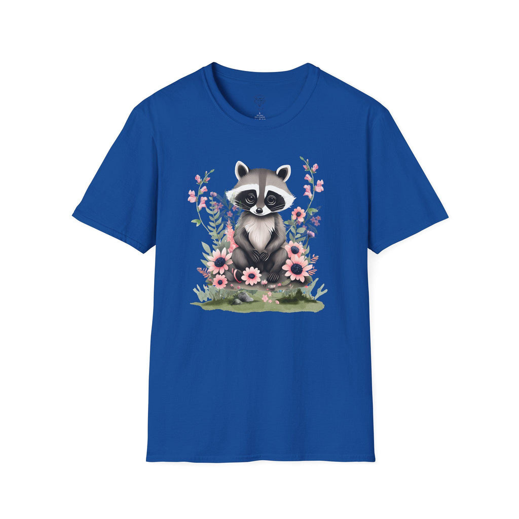 Floral Raccoon T-Shirt: Nature Lover Gift, Ring-Spun Cotton