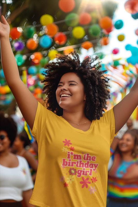 Birthday Girl T-Shirt: Fun Floral Celebration Tee