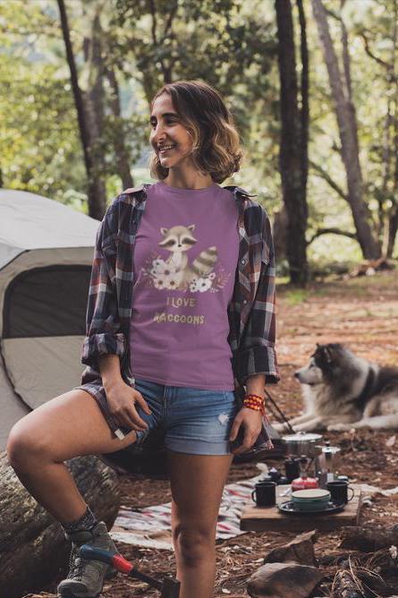 Cute Raccoon Love Tee, Perfect for Animal Lovers, Nature Enthusiasts, Gift for Birthdays, Earth Day, Casual Wear