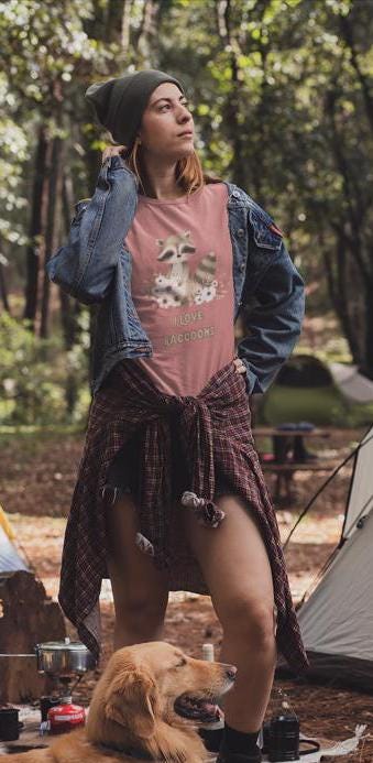 Cute Raccoon Love Tee, Perfect for Animal Lovers, Nature Enthusiasts, Gift for Birthdays, Earth Day, Casual Wear
