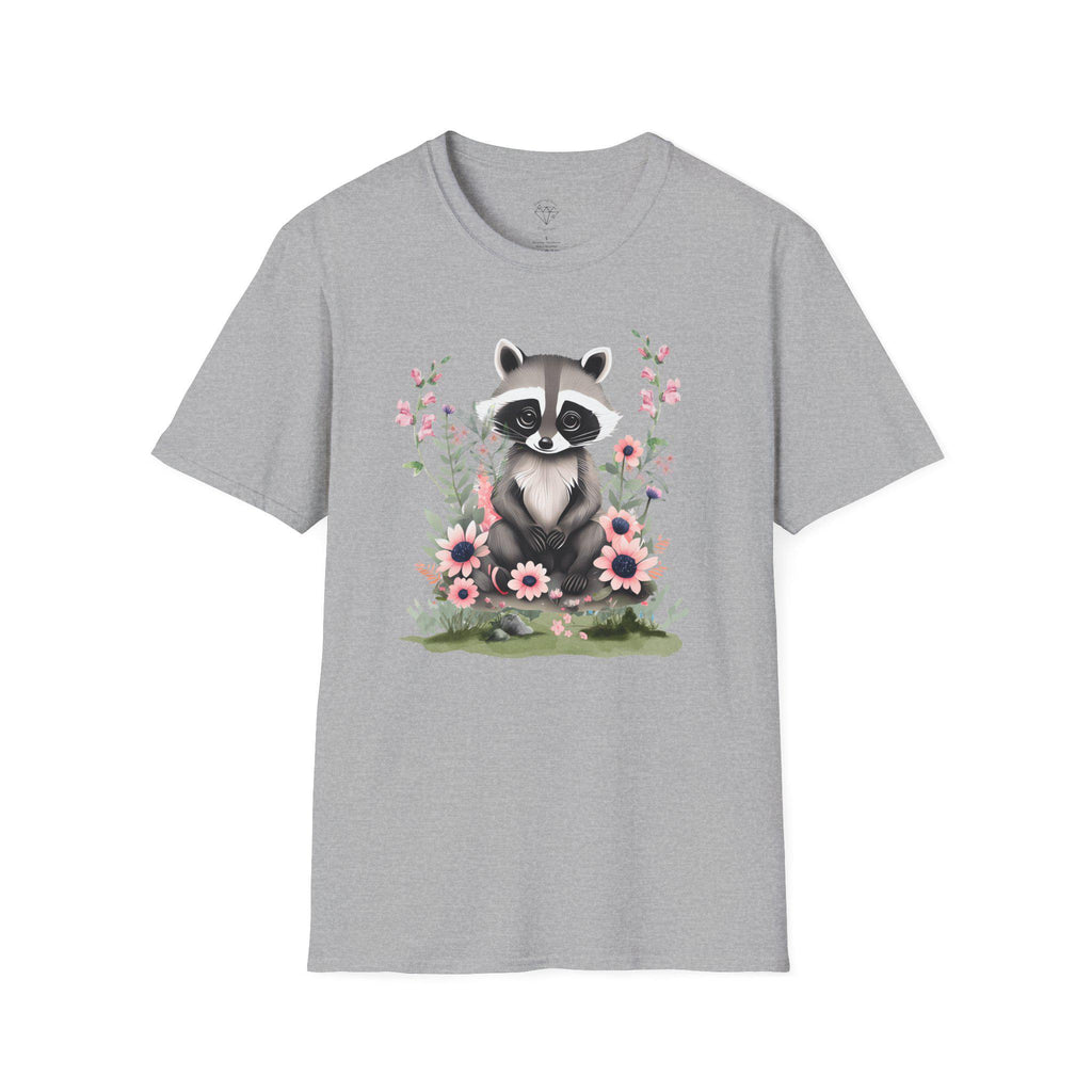 Floral Raccoon T-Shirt: Nature Lover Gift, Ring-Spun Cotton
