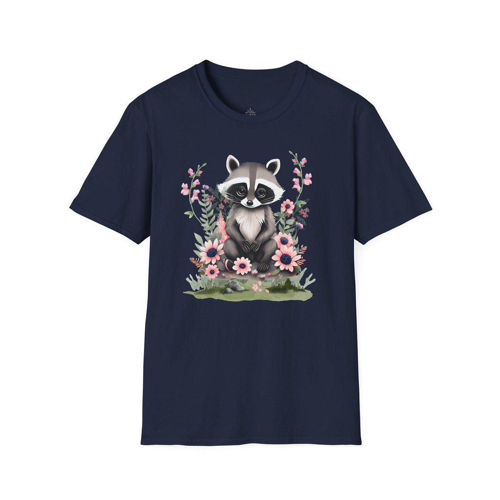 Floral Raccoon T-Shirt: Nature Lover Gift, Ring-Spun Cotton