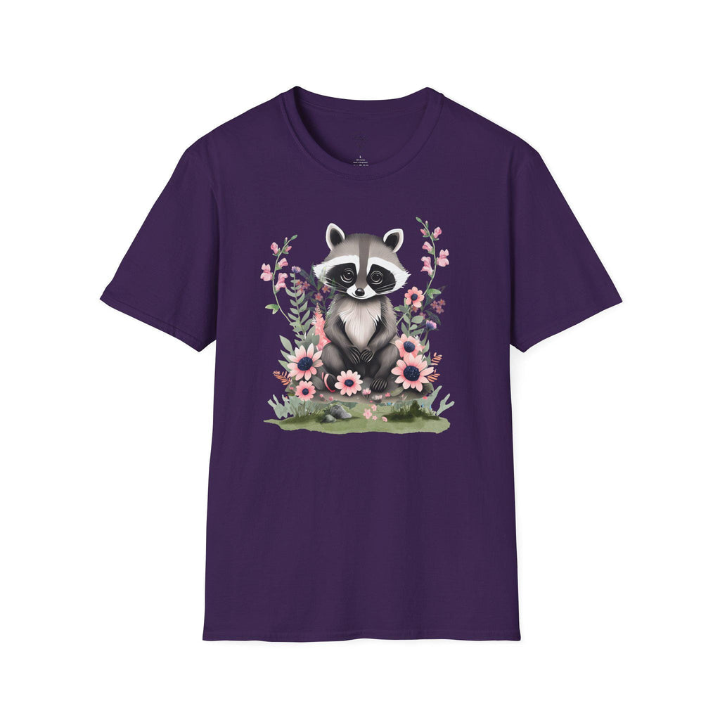 Floral Raccoon T-Shirt: Nature Lover Gift, Ring-Spun Cotton
