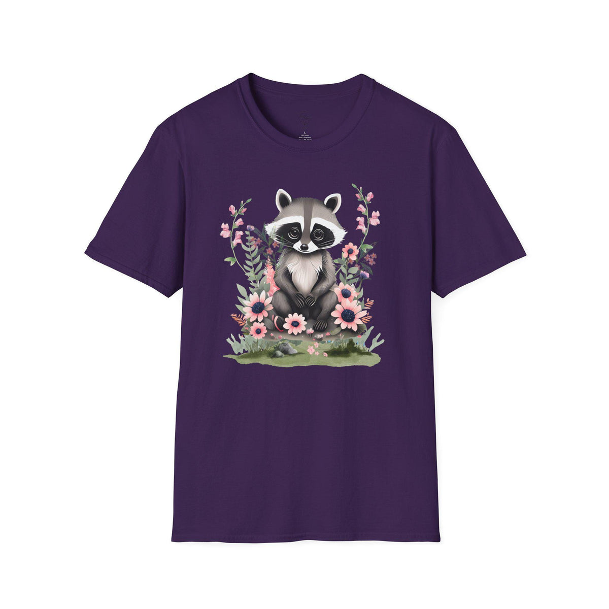 Floral Raccoon T-Shirt: Nature Lover Gift, Ring-Spun Cotton