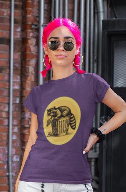 Funny Raccoon T-Shirt, Cute Animal Graphic Tee, Gift for Animal Lovers, Casual Wear, Unisex Softstyle Shirt, Spotlighted Animal Creature