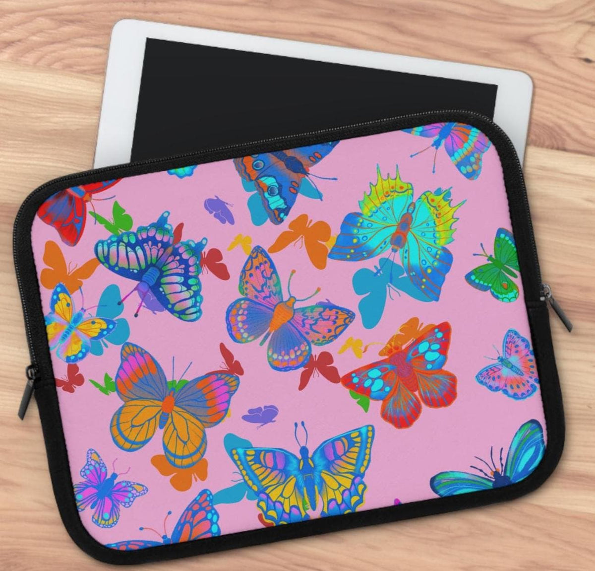 Butterfly Laptop Sleeve: Colorful Floral Neoprene Tech Accessory