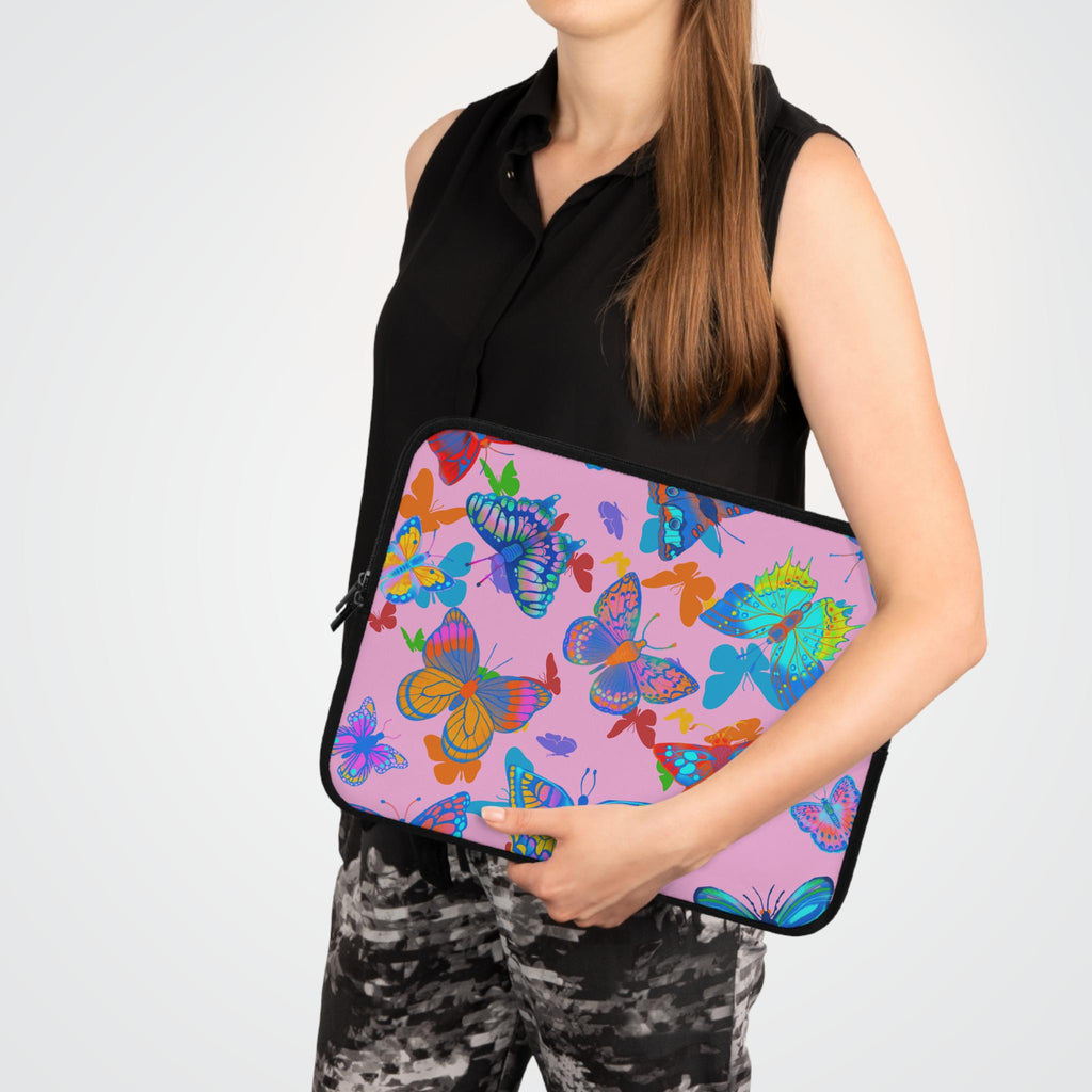 Butterfly Laptop Sleeve: Colorful Floral Neoprene Tech Accessory