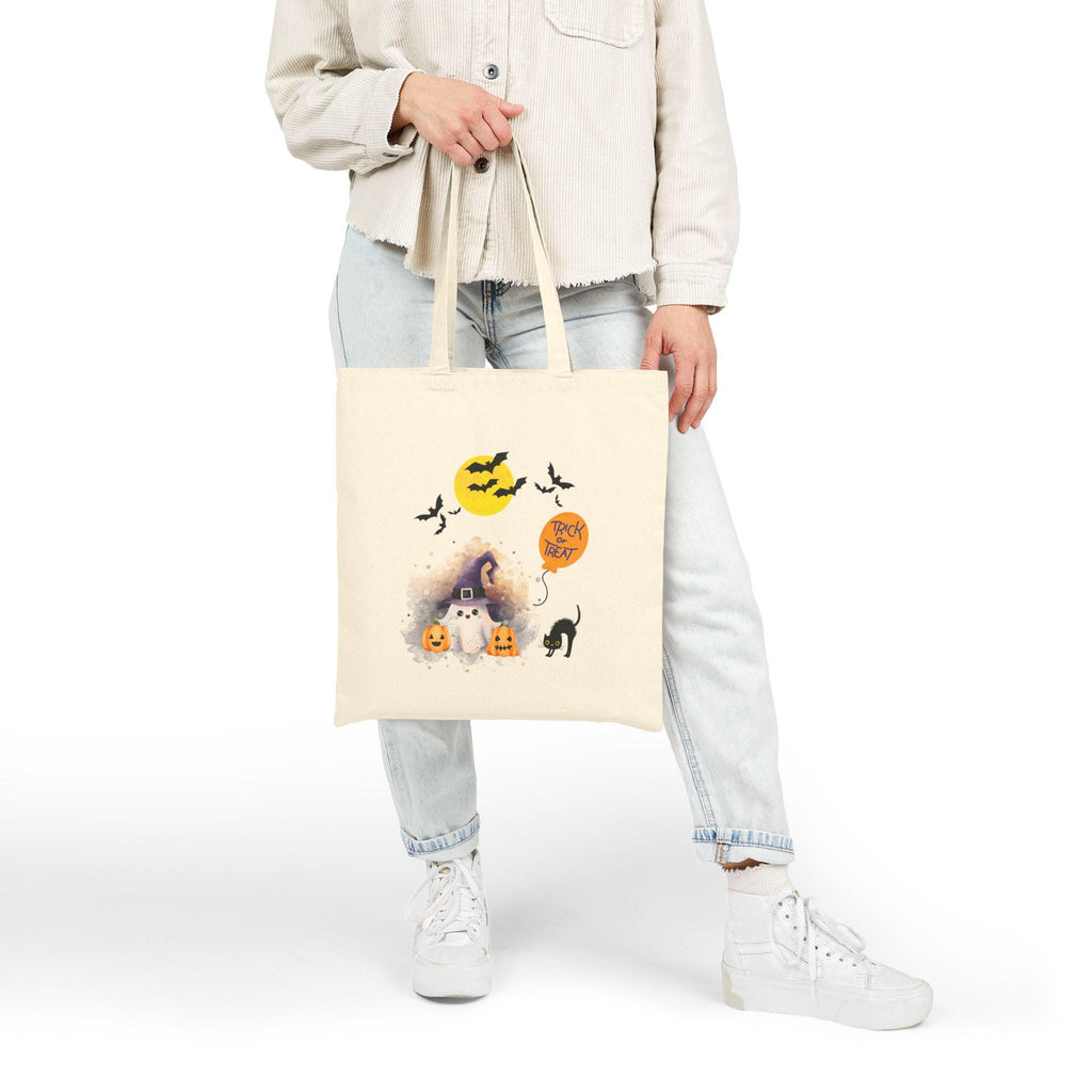 Halloween Ghost Canvas Tote Bag: Spooky Trick or Treat Accessory