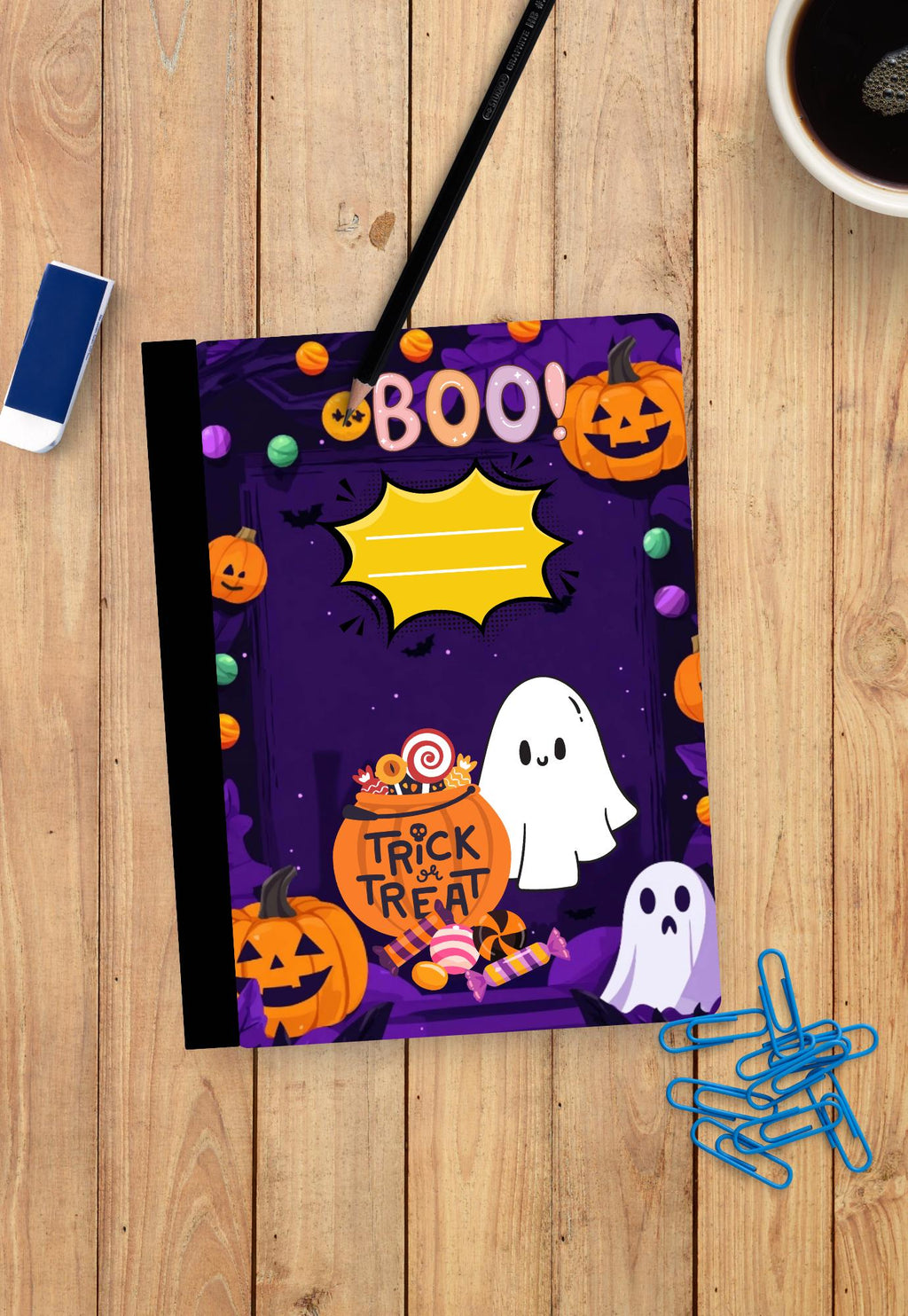 Halloween Composition Notebook Sticker Cover: Spooky Season School Supplies (Digital Download)