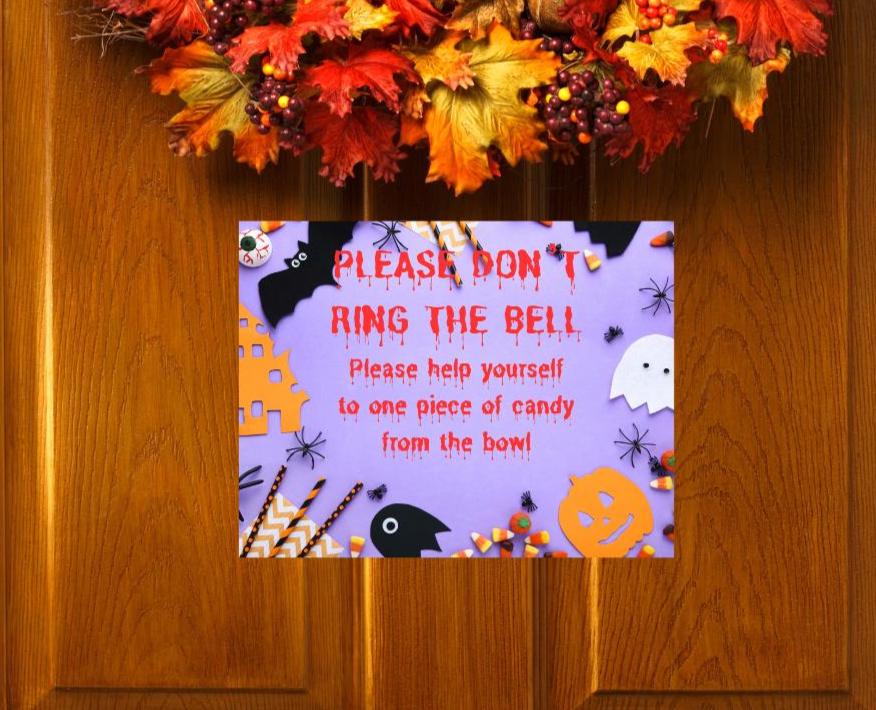 Help Yourself Sign, Halloween Not Home, Spooky Theme Candy Notice