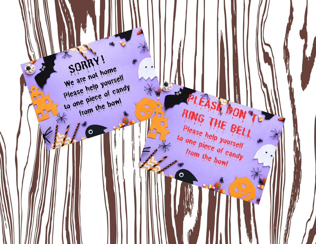 Help Yourself Sign, Halloween Not Home, Spooky Theme Candy Notice