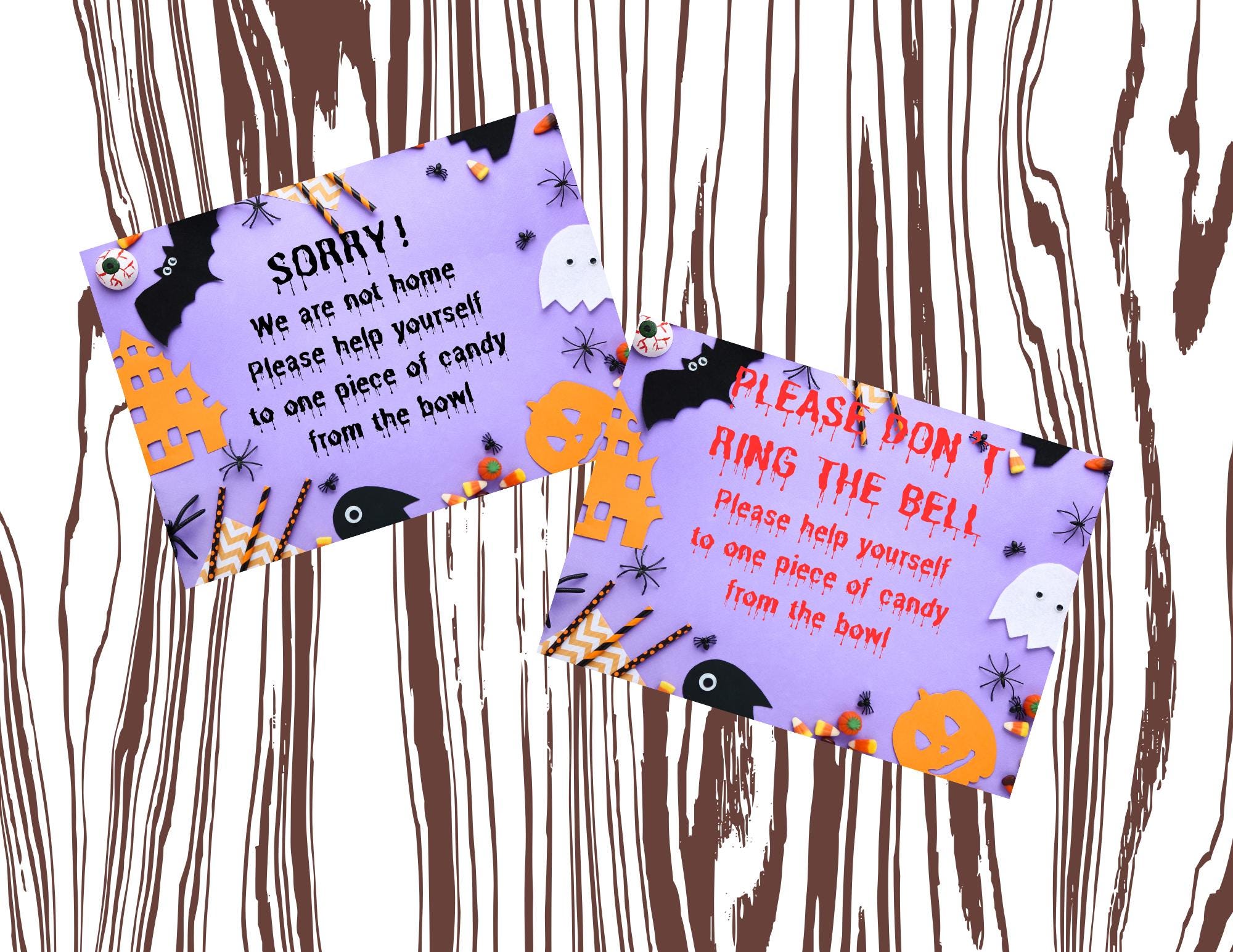 Help Yourself Sign, Halloween Not Home, Spooky Theme Candy Notice