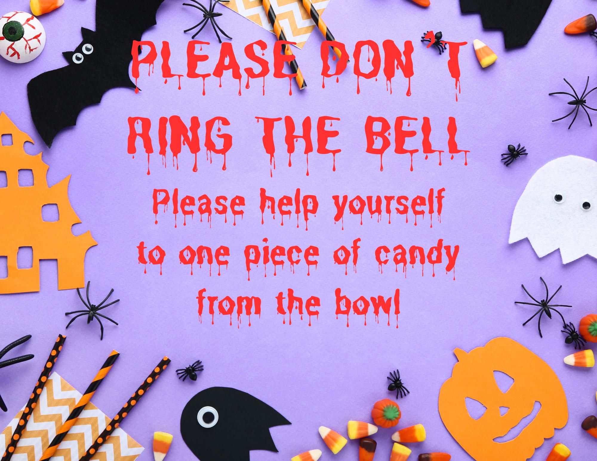Help Yourself Sign, Halloween Not Home, Spooky Theme Candy Notice