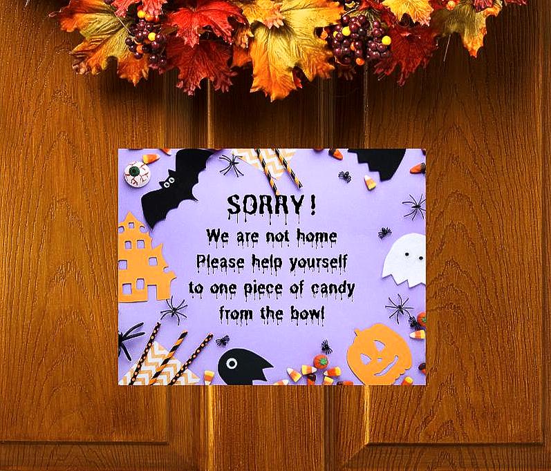 Help Yourself Sign, Halloween Not Home, Spooky Theme Candy Notice