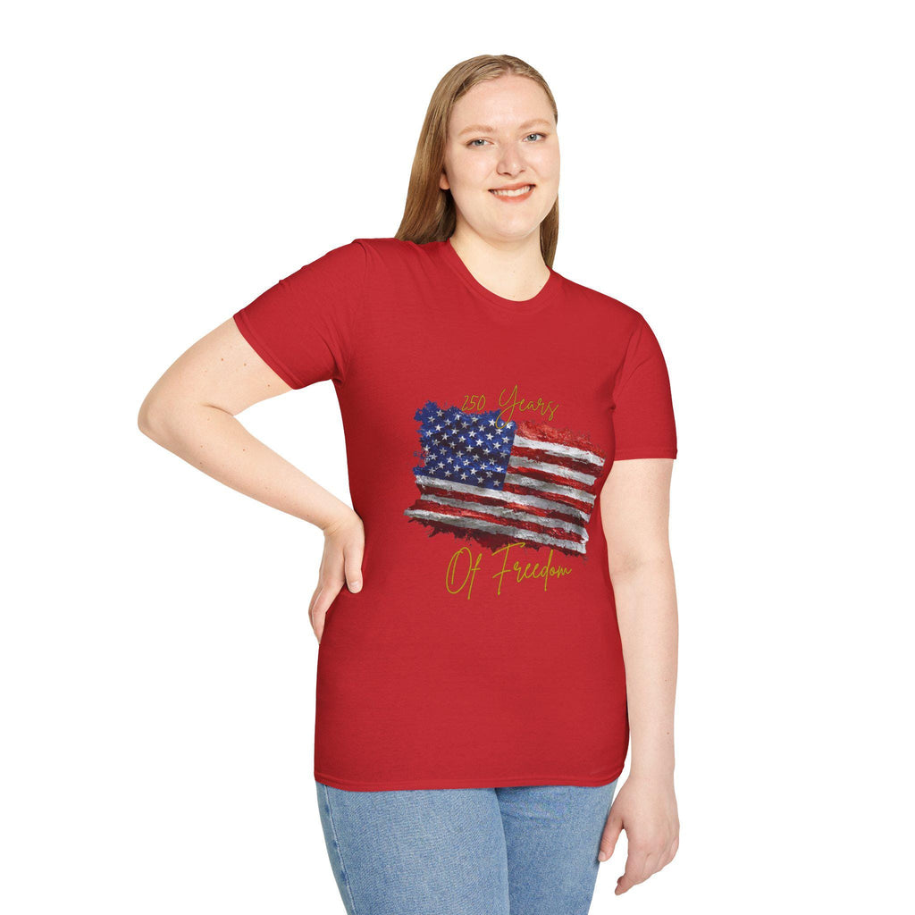 American Flag Watercolor 4th of July T-Shirt | 250 Years of Freedom