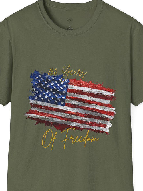 American Flag Watercolor 4th of July T-Shirt | 250 Years of Freedom
