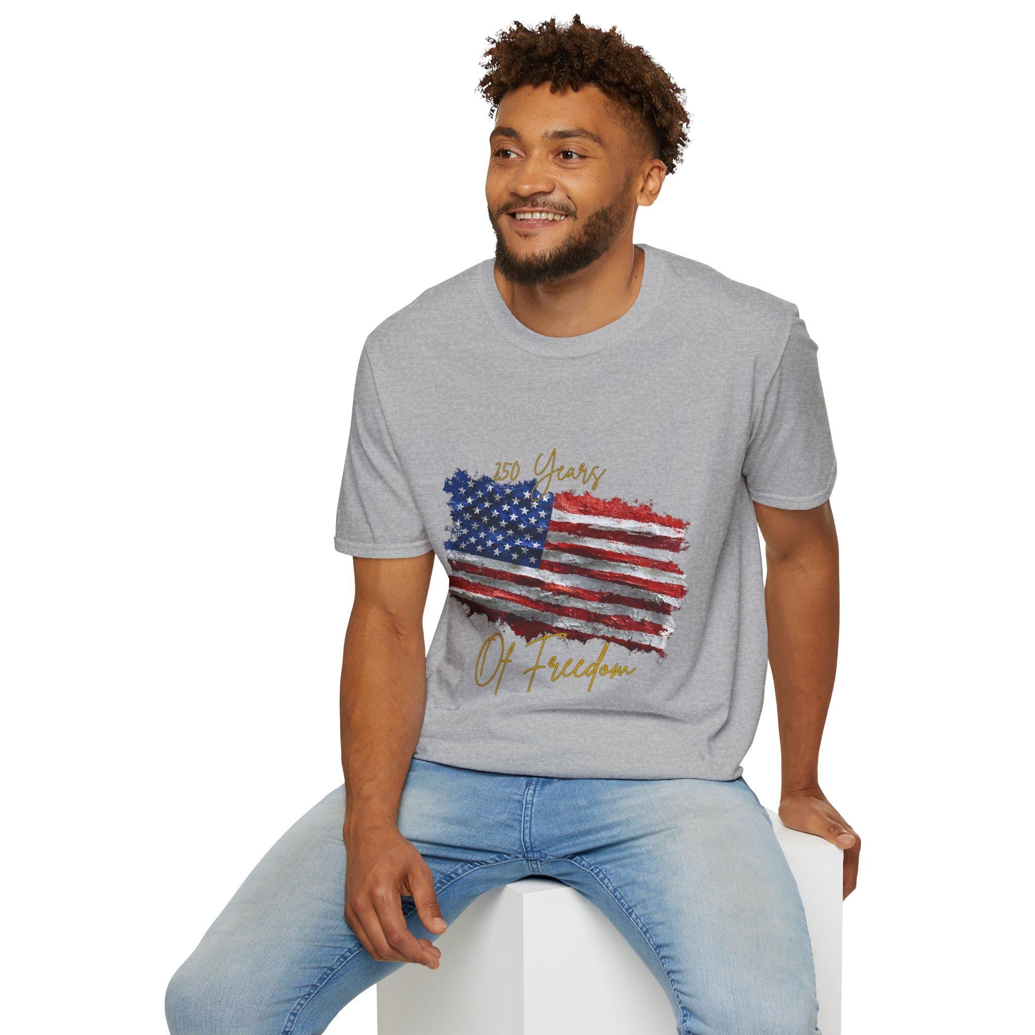 American Flag Watercolor 4th of July T-Shirt | 250 Years of Freedom