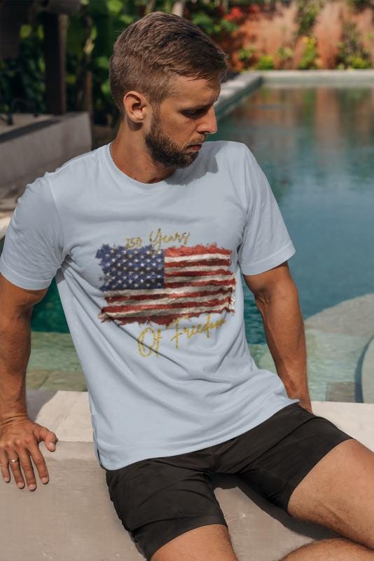 American Flag Watercolor 4th of July T-Shirt | 250 Years of Freedom