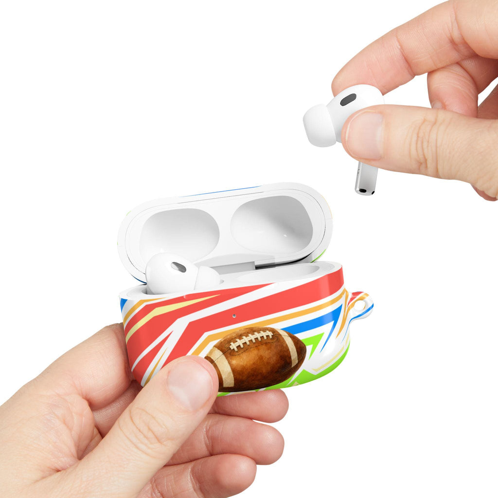 Football AirPod Case | Colorful Stripes, Sports Theme