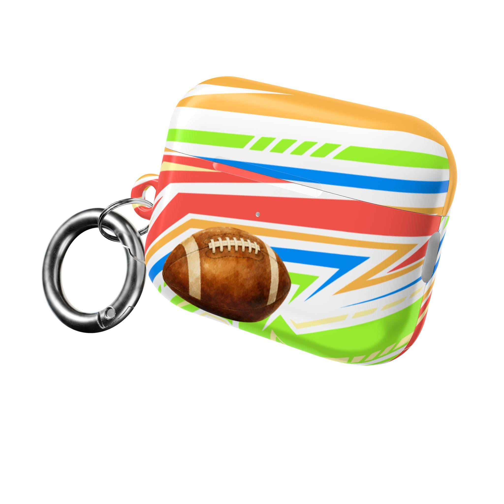 Football AirPod Case | Colorful Stripes, Sports Theme