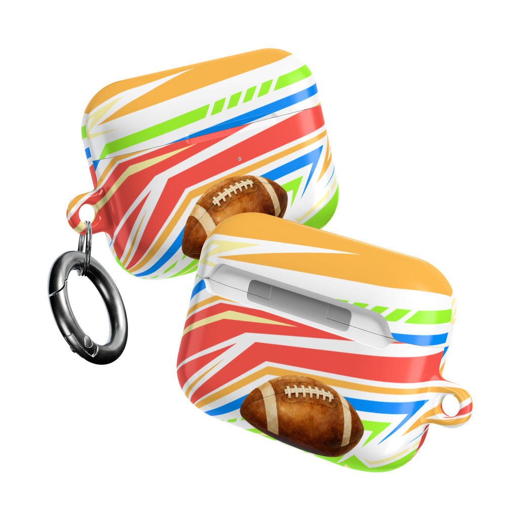 Football AirPod Case | Colorful Stripes, Sports Theme