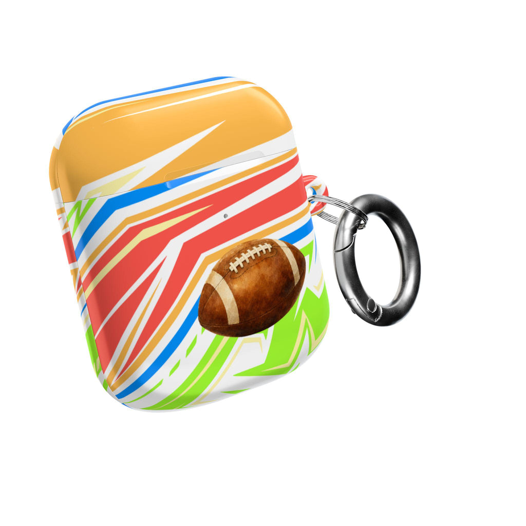 Football AirPod Case | Colorful Stripes, Sports Theme