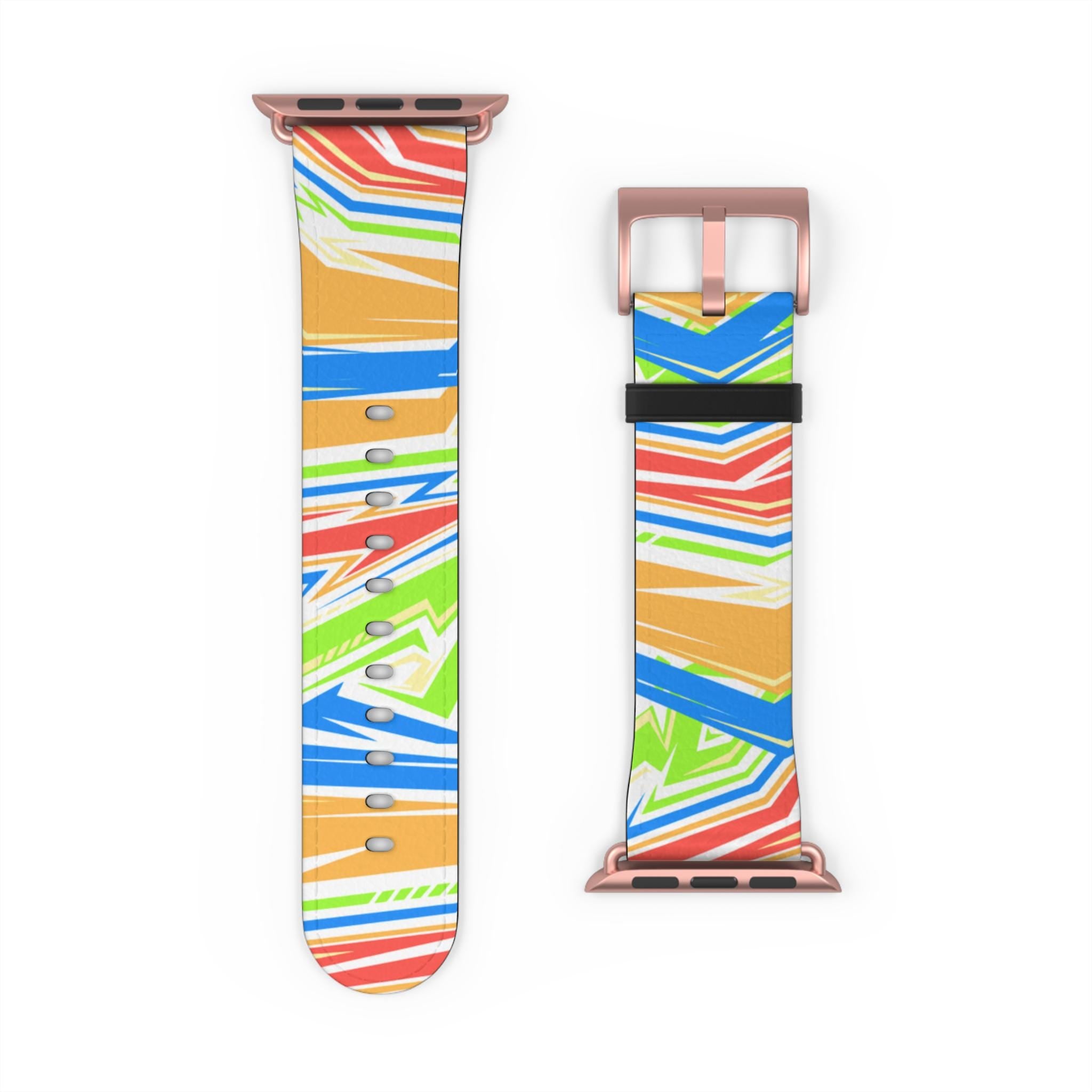 Colorful Stripe Watch Band | Abstract Neon Pattern