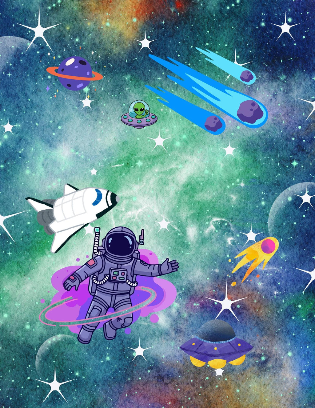 Outer Space Composition Notebook Sticker Cover